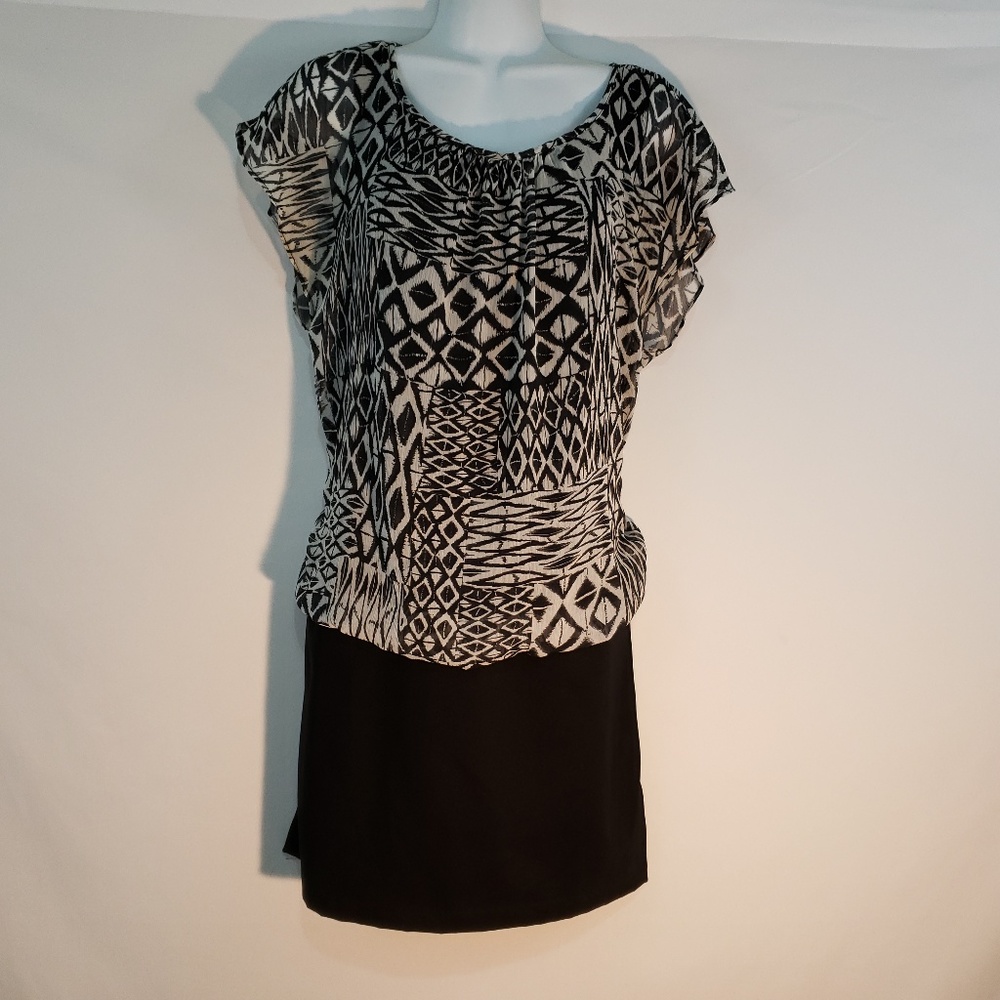 AGB Byer California Dress Career Black Sheer‎ Top W